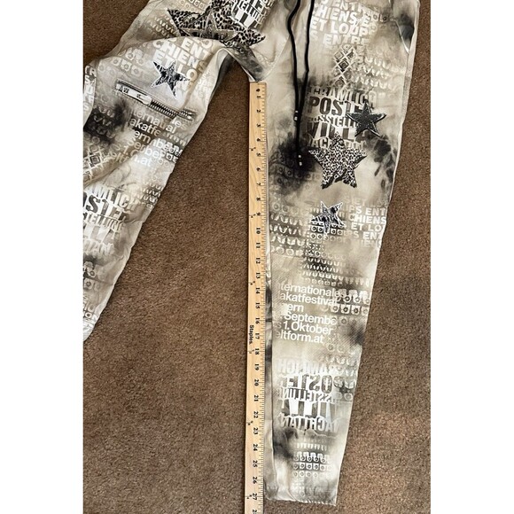 Bella Amore Italy Graphic Joggers Women’s Small Beige Leopard Star Appliqué - Picture 3 of 10